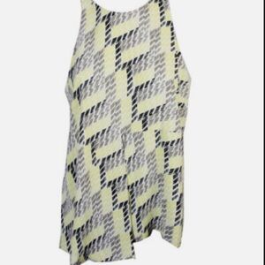 Alfani Yellow and Black Sleeveless Geo-Print Draped Blouse